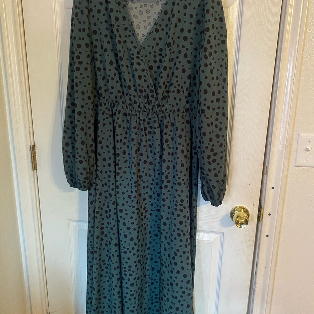 Shein Leopard Print Long Sleeve Dress